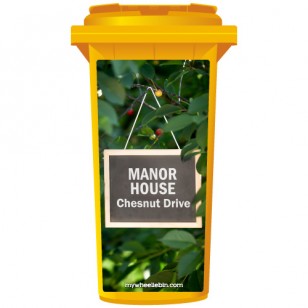 Your House Number Or Name & Street Name On A Chalkboard Hanging From A Tree Wheelie Bin Sticker Panel